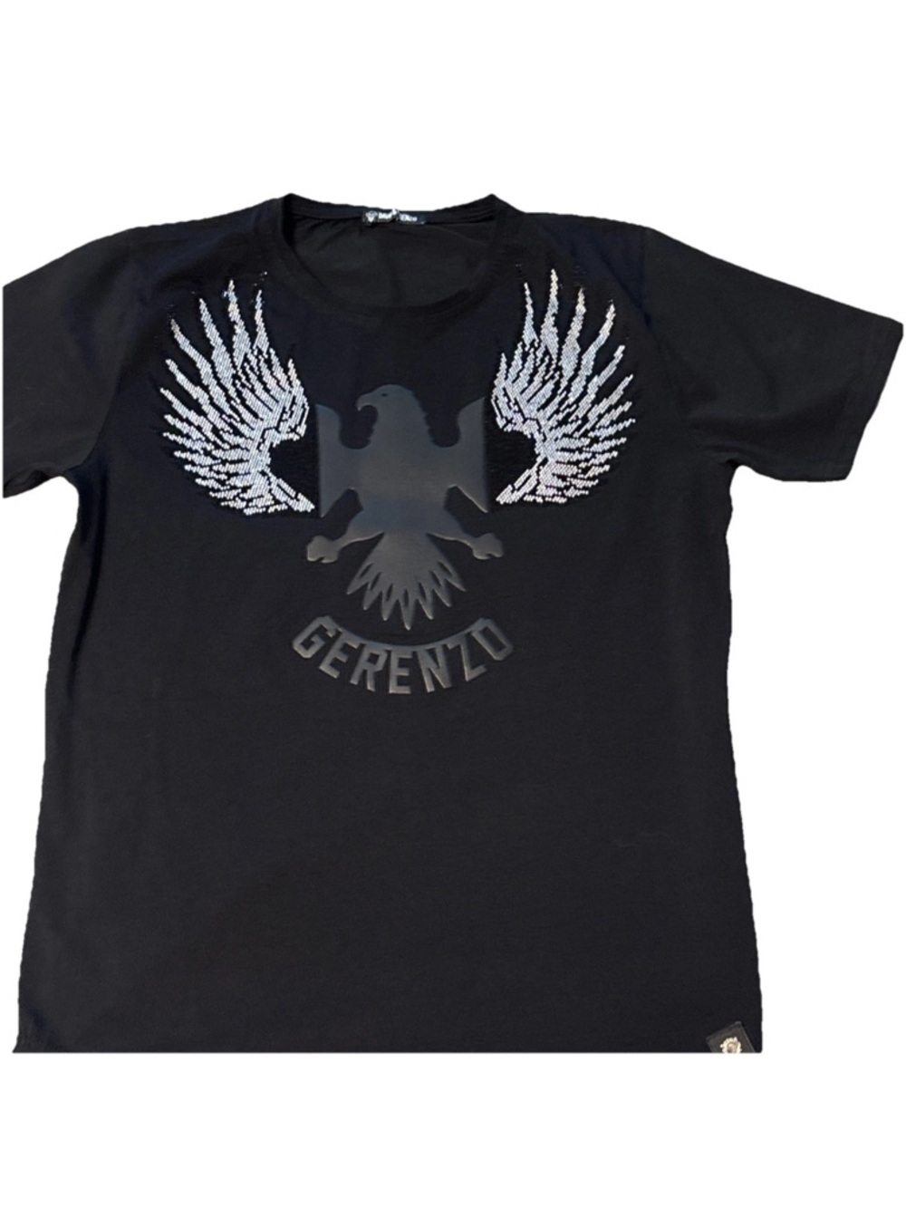 David & Gerenzo Black Rhinestone Wing Eagle Graphic Tee Edgy Streetwear Shirt L - Picture 6 of 15